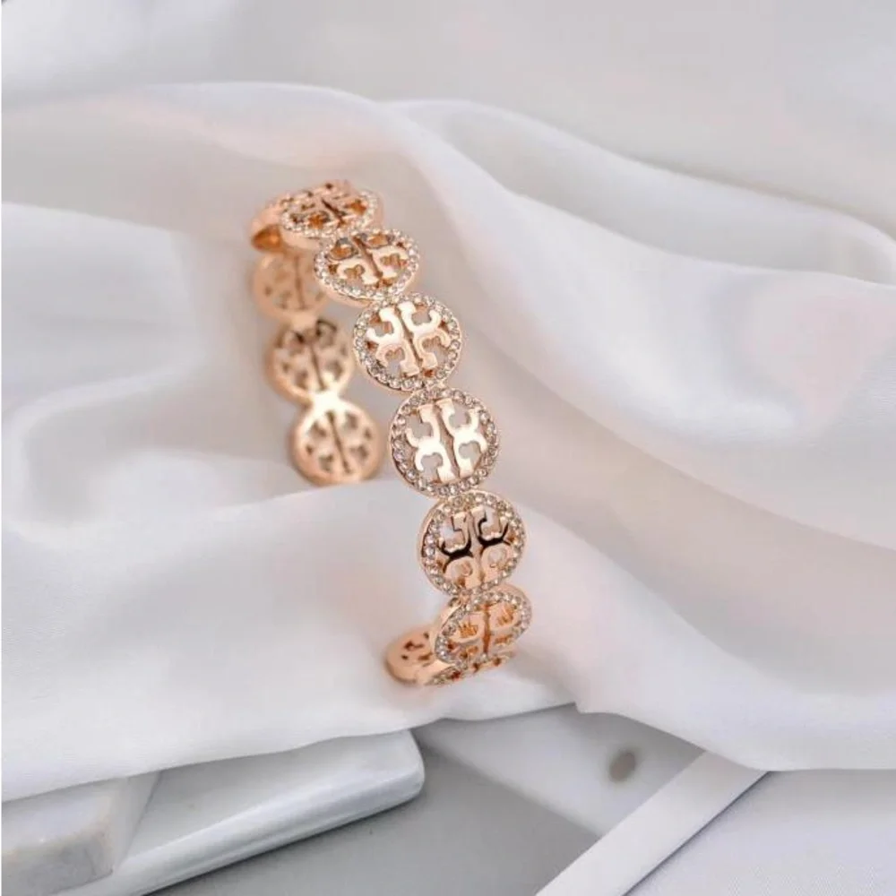 Tory Burch Rose Gold Floral Filigree Bracelet - Picture 1 of 11